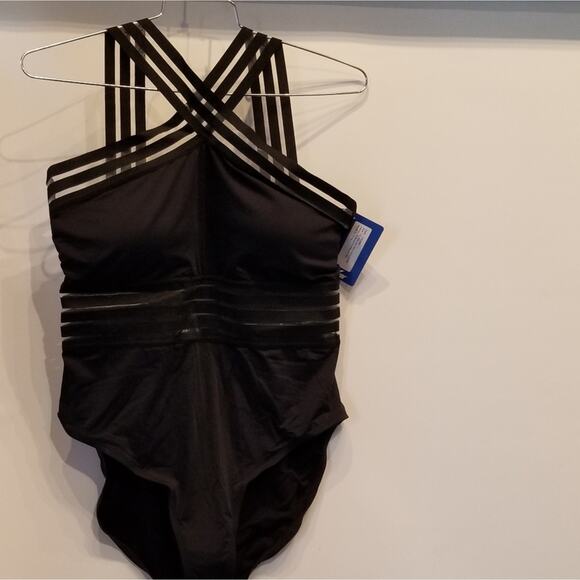 NEW Cross Front Black Swimsuit  Womens Sexy Bathing Suit Size 16 - Picture 11 of 12